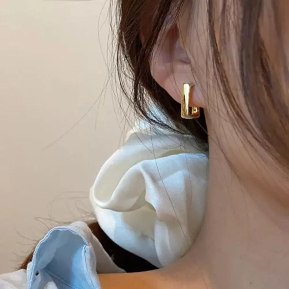 NEW 18K yellow gold plated square hoop earrings jewelry B19A